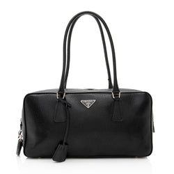 Prada, Bags, Prada Bauletto Bag Saffiano Leather Medium Black