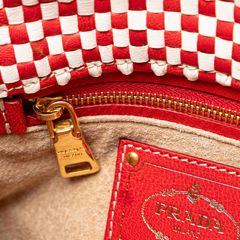 Prada Woven Madras Crossbody (SHG-DlArNT)