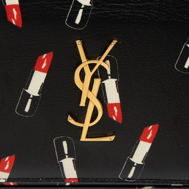 Saint Laurent Calfskin Lipstick Monogram Wallet on Chain (SHF-7LJnWn)