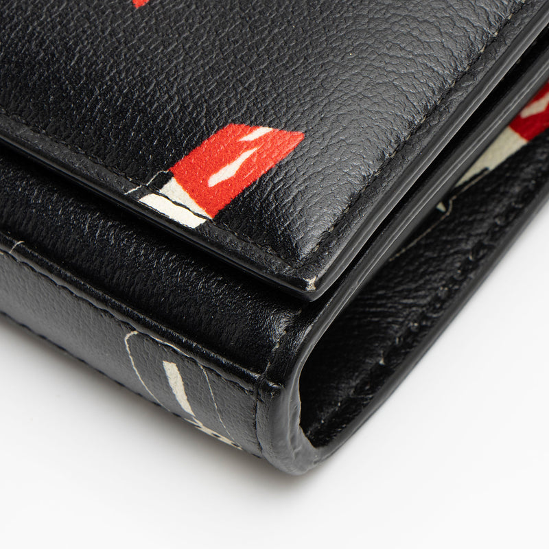 Saint Laurent Calfskin Lipstick Monogram Wallet on Chain (SHF-7LJnWn)