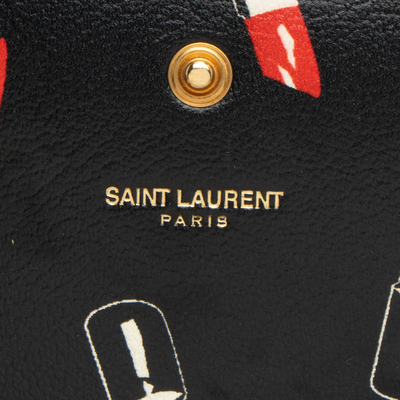 Saint Laurent Calfskin Lipstick Monogram Wallet on Chain (SHF-7LJnWn)