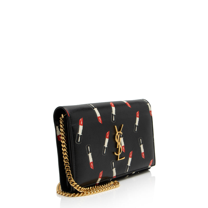 Saint Laurent Calfskin Lipstick Monogram Wallet on Chain (SHF-7LJnWn)