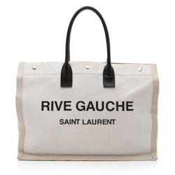 Saint Laurent Canvas Calfskin Rive Gauche Large Tote (SHF-nmf01u)