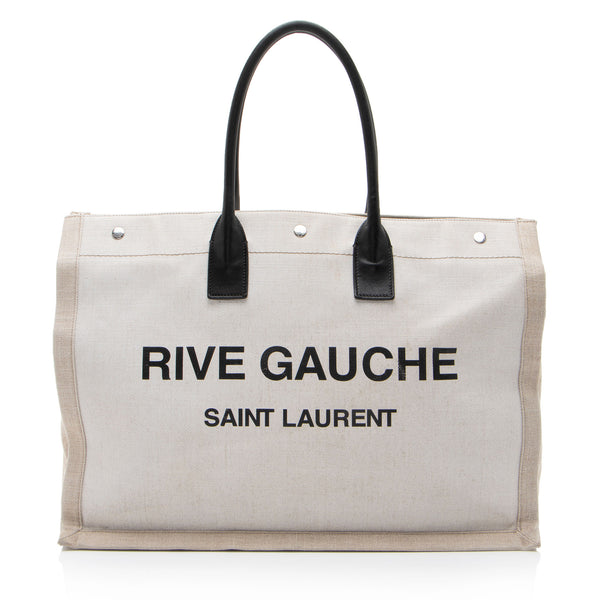 Saint Laurent Canvas Calfskin Rive Gauche Large Tote (SHF-nmf01u)