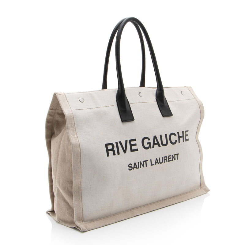 Saint Laurent Canvas Calfskin Rive Gauche Large Tote (SHF-nmf01u)