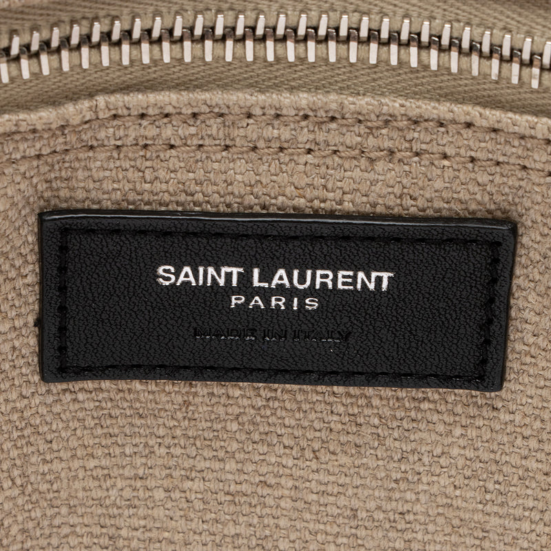 Saint Laurent Canvas Calfskin Rive Gauche Small Tote (SHF-t16W4D)