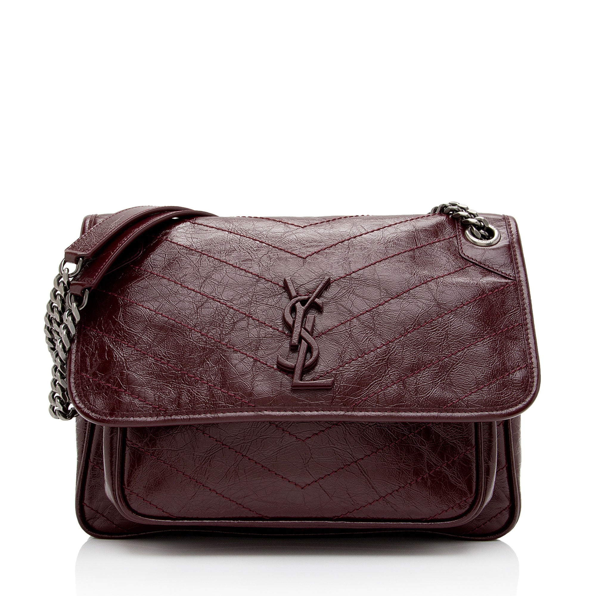 Saint Laurent Crinkled Calfskin Monogram Niki Medium Shoulder Bag (SHF-jZikJS)