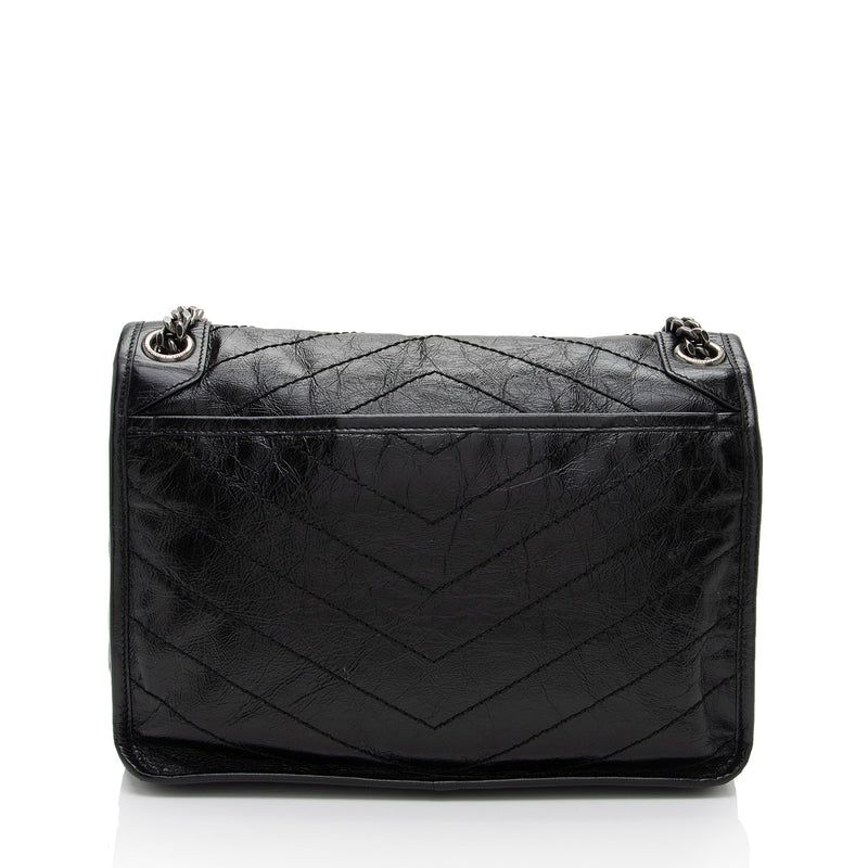 Saint Laurent Crinkled Calfskin Monogram Niki Medium Shoulder Bag (SHF-6JCA4U)