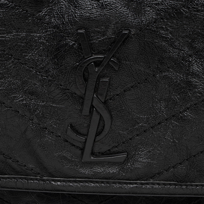 Saint Laurent Crinkled Calfskin Monogram Niki Medium Shoulder Bag (SHF-6JCA4U)