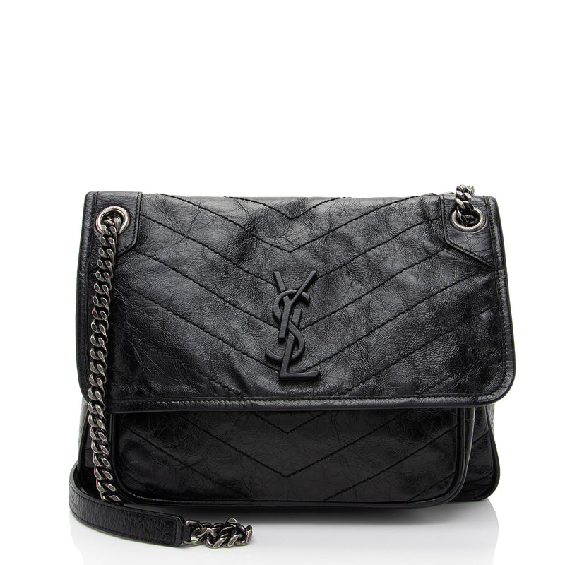 Saint Laurent Crinkled Calfskin Monogram Niki Medium Shoulder Bag (SHF-6JCA4U)