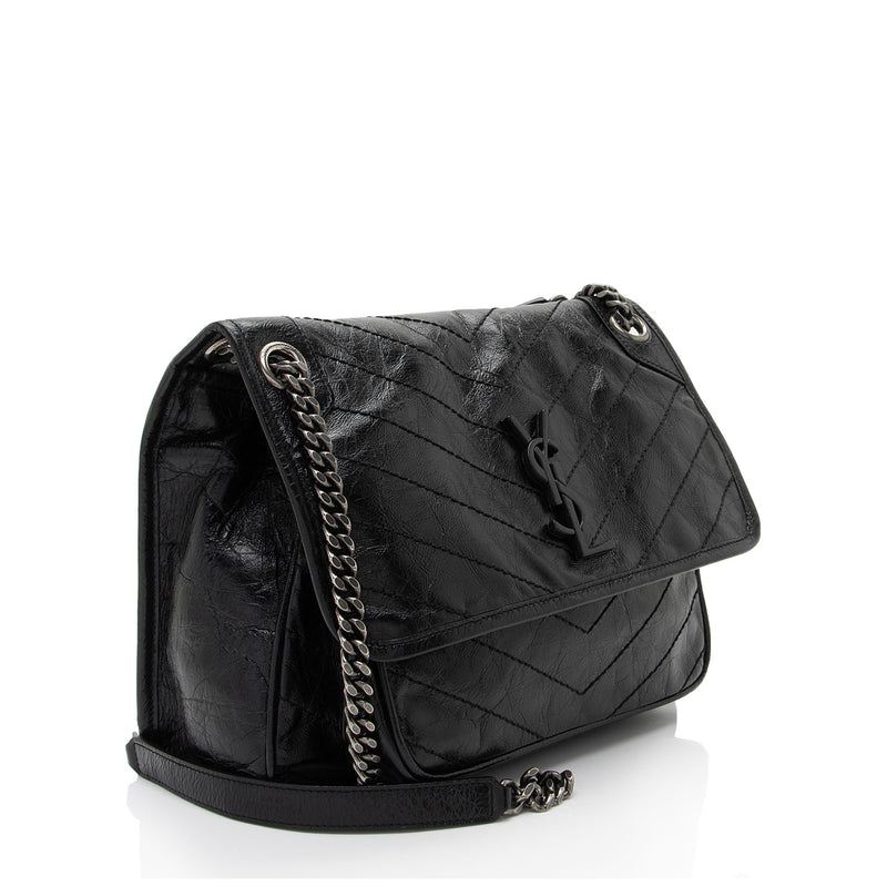 Saint Laurent Crinkled Calfskin Monogram Niki Medium Shoulder Bag (SHF-6JCA4U)