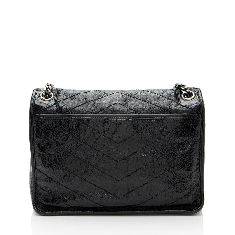 Saint Laurent Crinkled Calfskin Monogram Niki Medium Shoulder Bag (SHF-GOzKUg)