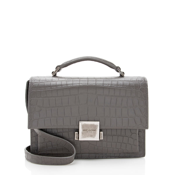 Saint Laurent Croc Embossed Bellechasse Shoulder Bag (SHF-18639)