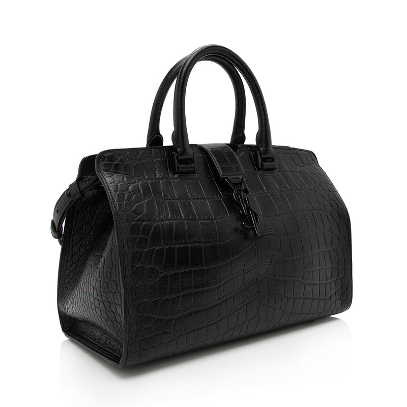 Yves Saint Laurent Grey Calfskin Leather Baby Monogram Cabas Bag