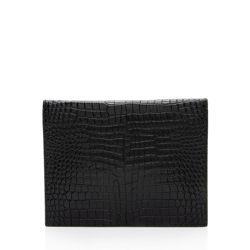 Saint Laurent Off- Croc Baby Uptown Pouch in Natural