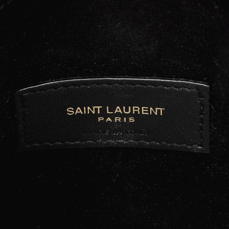 Saint Laurent Uptown Medium YSL Monogram Croc-Embossed Pouch Bag