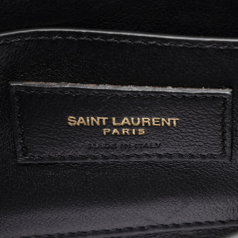 Saint Laurent Croc Embossed Leather Monogram Cassandra Mini Top Handle (SHF-X87CZK)