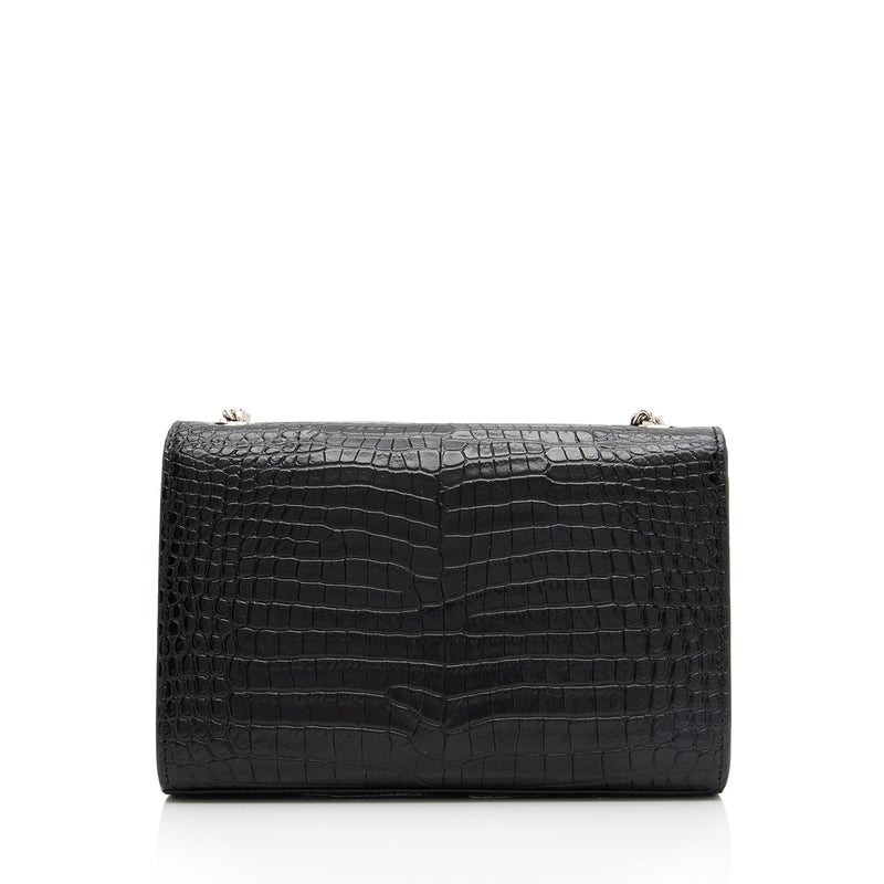 Mini Croc Embossed Leather Shoulder Bag