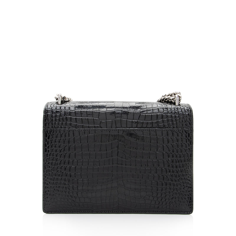 Sunset Medium Leather Shoulder Bag in Grey - Saint Laurent
