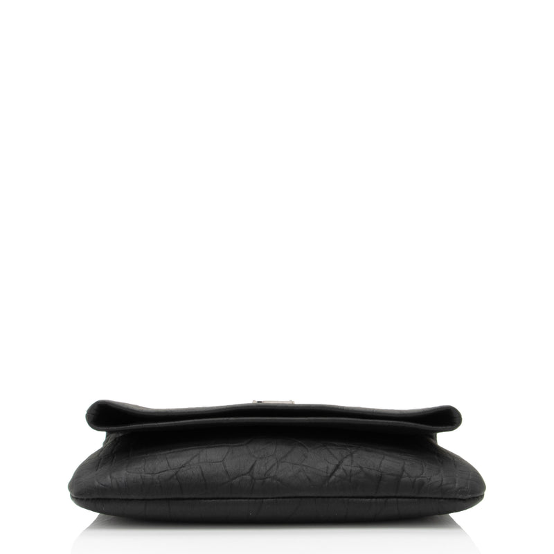 Saint Laurent Croc Embossed Leather West Hollywood Fold Over Clutch (SHF-Q0UWUS)