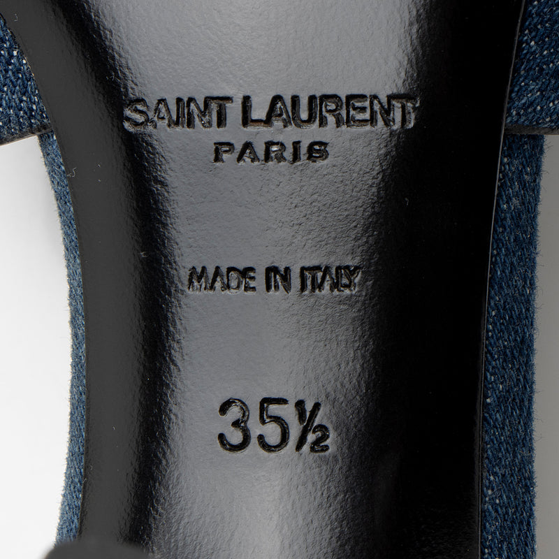 Saint Laurent Denim Tribute Slides - Size 5.5 / 35.5 (SHF-o8NfYa)