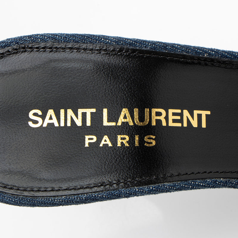 Saint Laurent Denim Tribute Slides - Size 5.5 / 35.5 (SHF-o8NfYa)