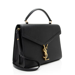 Saint Laurent Grain de Poudre Monogram Cassandra Medium Top Handle (SHF-HGeoF5)