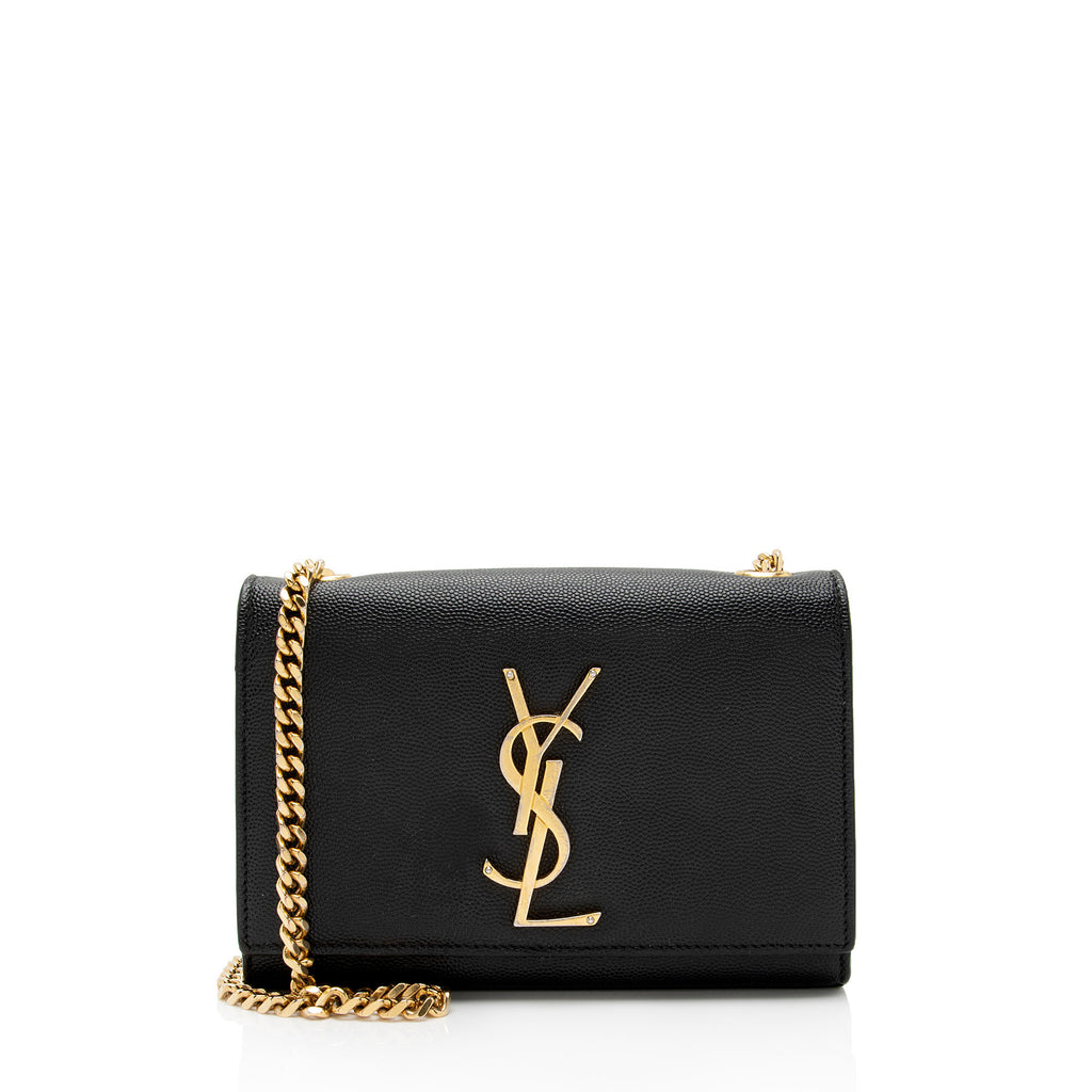 Saint Laurent Kate Medium Chain Bag in Grain De Poudre Gold-tone Black in  Textured Calfskin Leather with Gold-tone - US