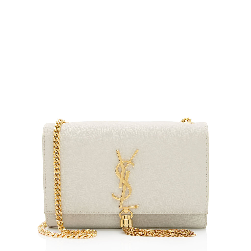 Saint Laurent Kate Small Leather Shoulder Bag in White