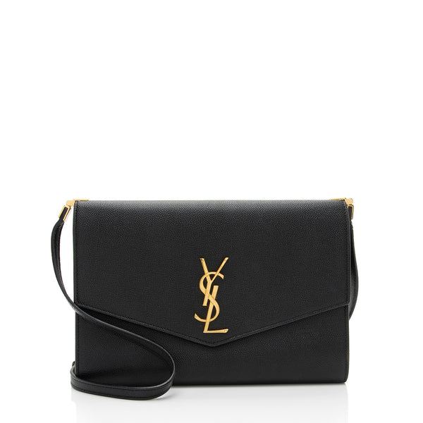 Saint Laurent Grain de Poudre Monogram Uptown Mini Crossbody (SHF-h1PziQ)