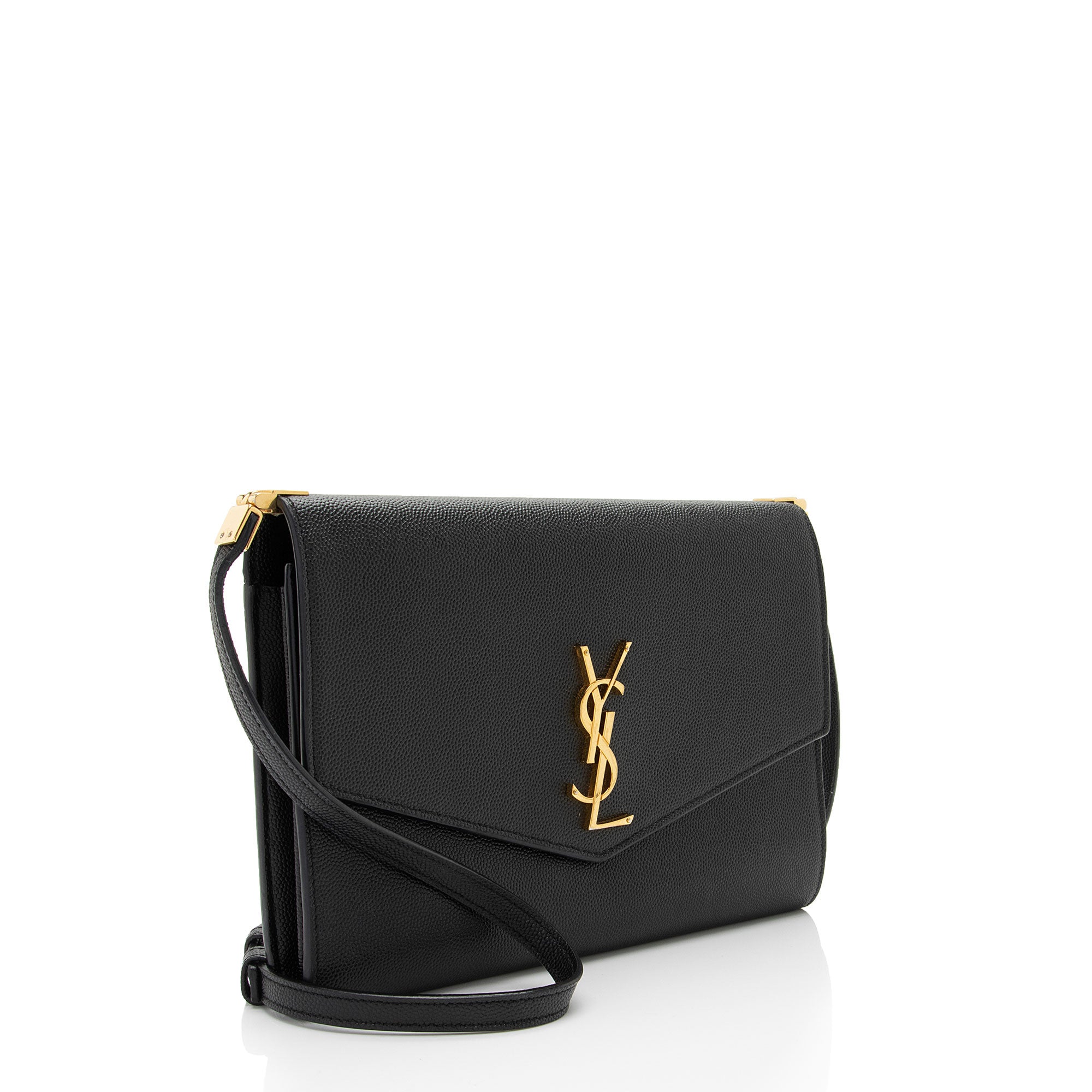 Saint Laurent Grain de Poudre Monogram Uptown Mini Crossbody (SHF-h1PziQ)