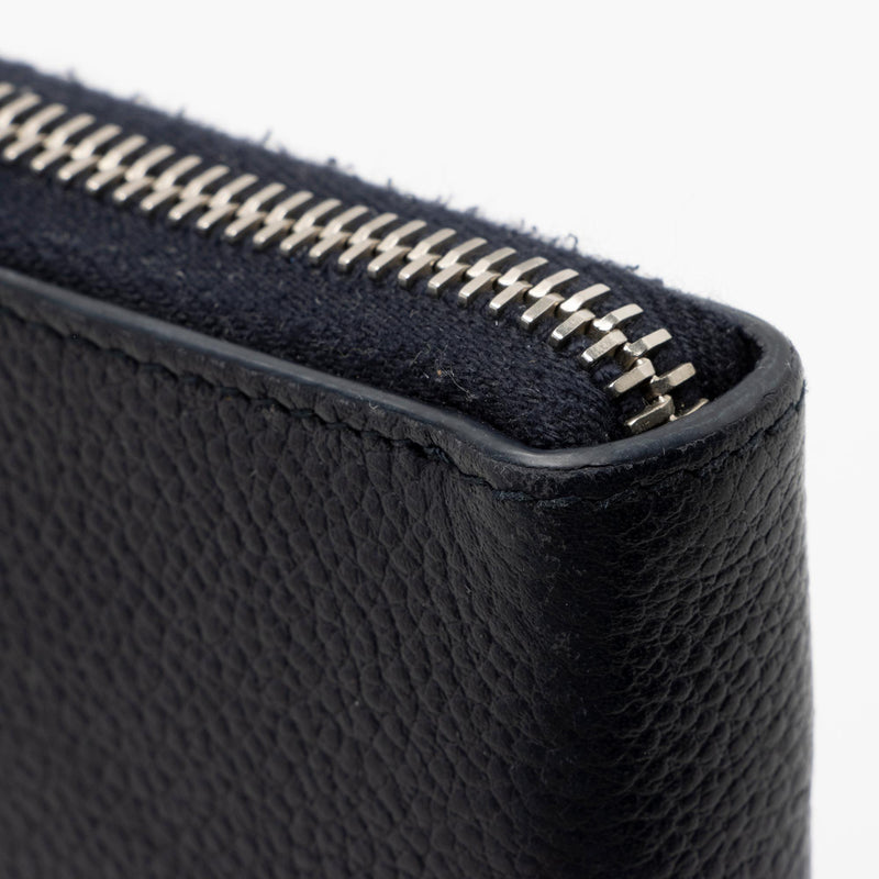 Saint Laurent Zip Around Wallet in Grain de Poudre Embossed Leather