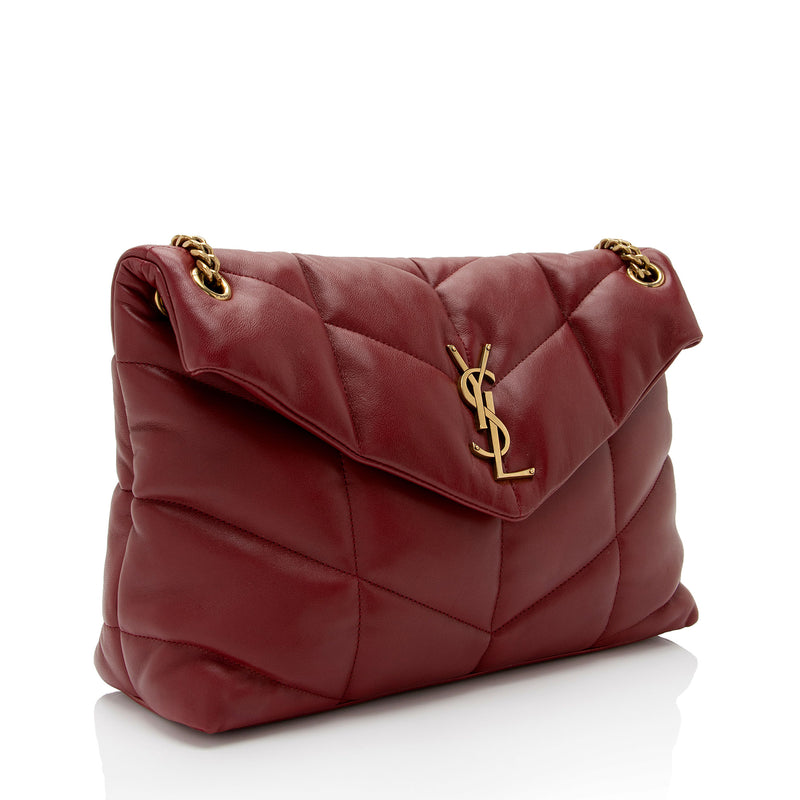 AUTH.YVES SAINT LAURENT Loulou Toy quilted Bordeaux leather