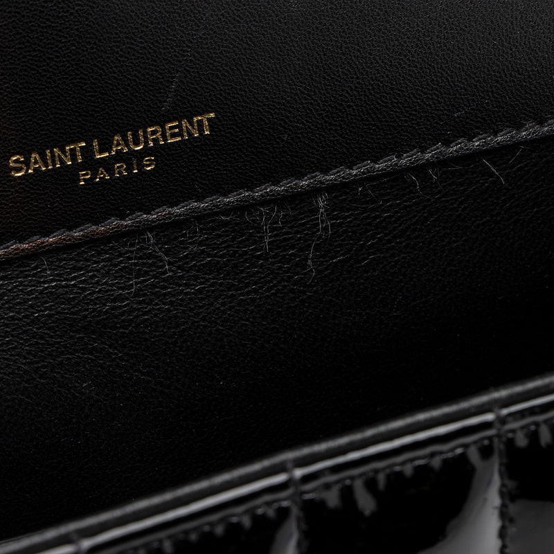 Saint Laurent Matalasse Patent Leather Monogram Vicky Large Shoulder B –  LuxeDH