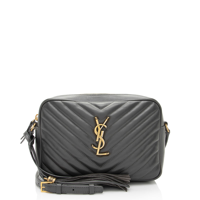 Yves Saint Laurent, Bags, Ysl Calfskin Crocodile Embossed Monogram Mini  Lou Camera Bag Black