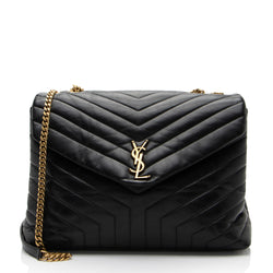 Saint Laurent Matelasse Calfskin Monogram LouLou Chain Large Shoulder Bag (SHF-4WGXVa)