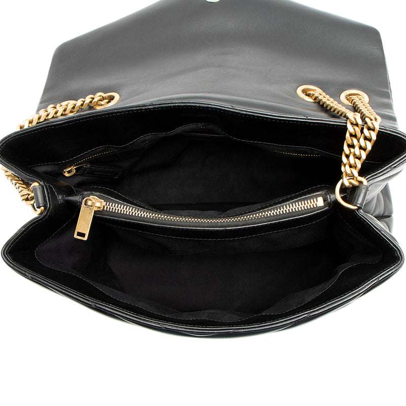 Saint Laurent Matelasse Calfskin Monogram LouLou Chain Medium Shoulder Bag (SHF-BDGDQZ)