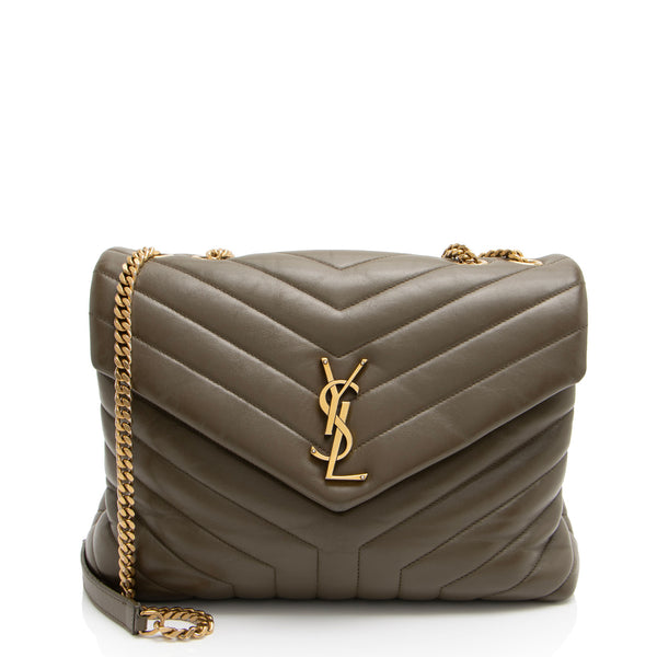 Saint Laurent Matelasse Calfskin Monogram LouLou Chain Medium Shoulder Bag (SHF-Tz5A5L)