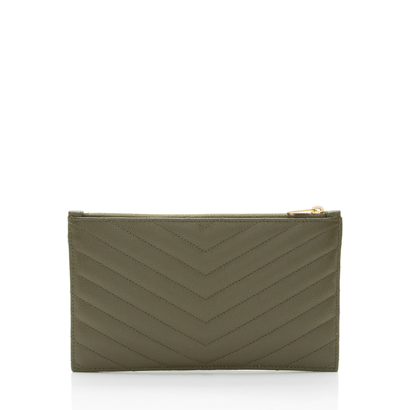 Saint Laurent Matelasse Grain de Poudre Monogram Bill Pouch (SHF-WzMbRm)