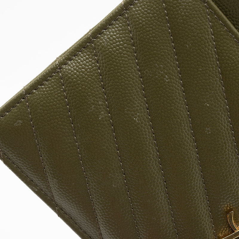 Saint Laurent Matelasse Grain de Poudre Monogram Bill Pouch (SHF-WzMbRm)