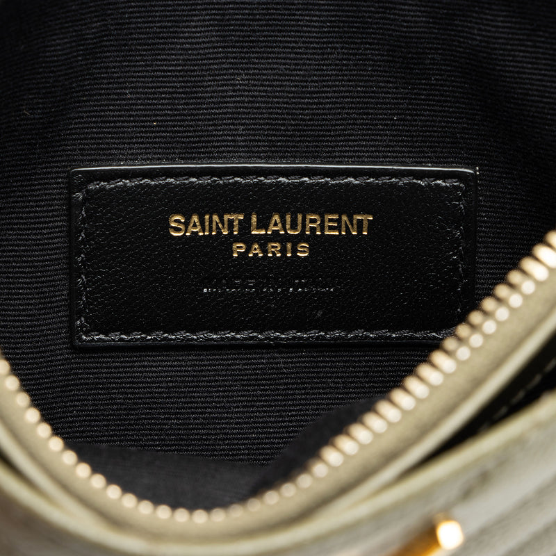 Saint Laurent Matelasse Grain de Poudre Monogram Bill Pouch (SHF-WzMbRm)