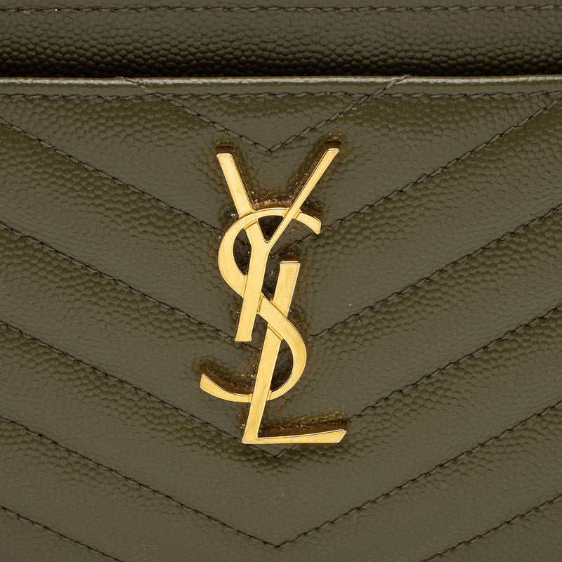 Saint Laurent Matelasse Grain de Poudre Monogram Bill Pouch (SHF-WzMbRm)