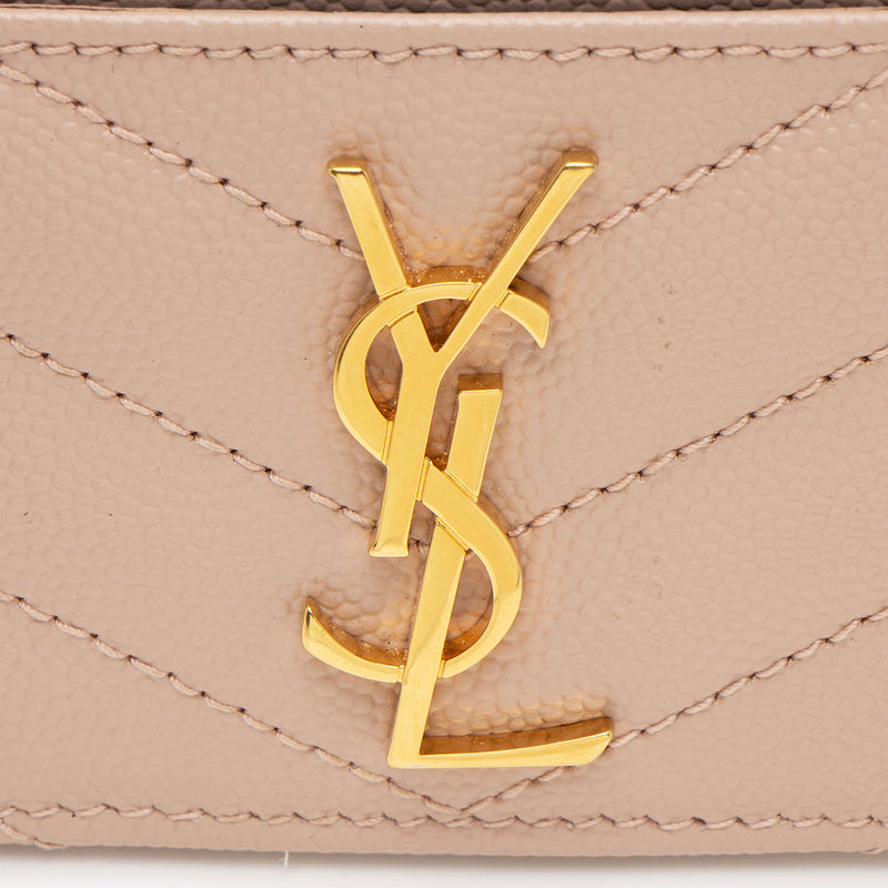 Saint Laurent Matelasse Grain de Poudre Monogram Card Case (SHF-SrdVDd)