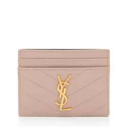 Saint Laurent Matelasse Grain de Poudre Monogram Card Case (SHF-SrdVDd)