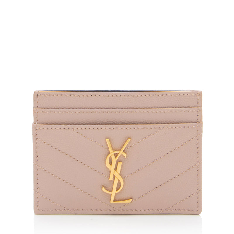 Saint Laurent Matelasse Grain de Poudre Monogram Card Case (SHF-SrdVDd)