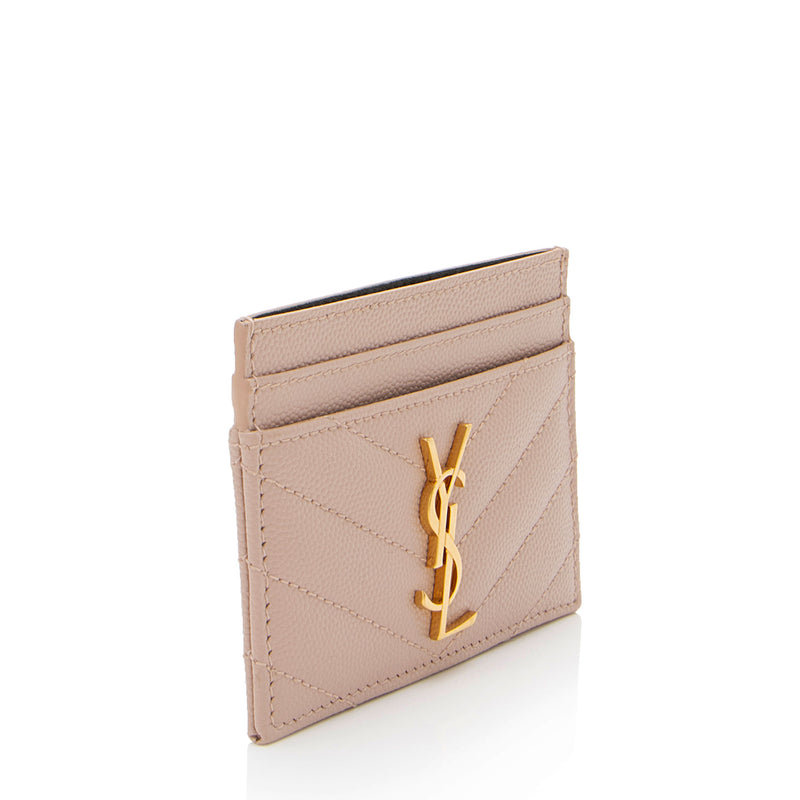 Saint Laurent Matelasse Grain de Poudre Monogram Card Case (SHF-SrdVDd)