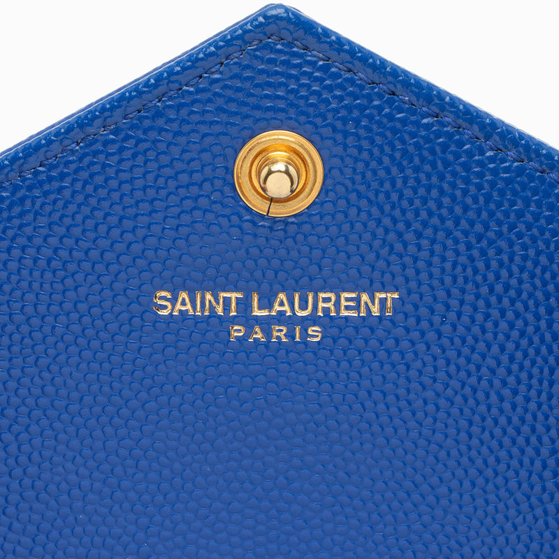 Saint Laurent Matelasse Grain de Poudre Monogram Envelope Chain Wallet (SHF-848BeC)