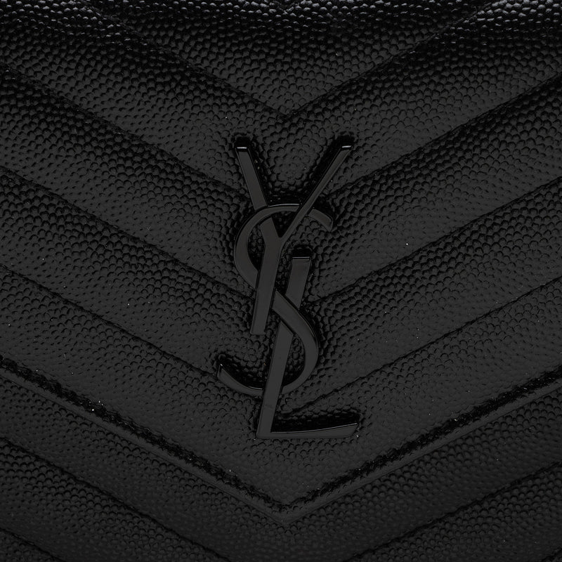 Saint Laurent Matelasse Grain de Poudre Monogram Envelope Chain Wallet (SHF-igJITM)