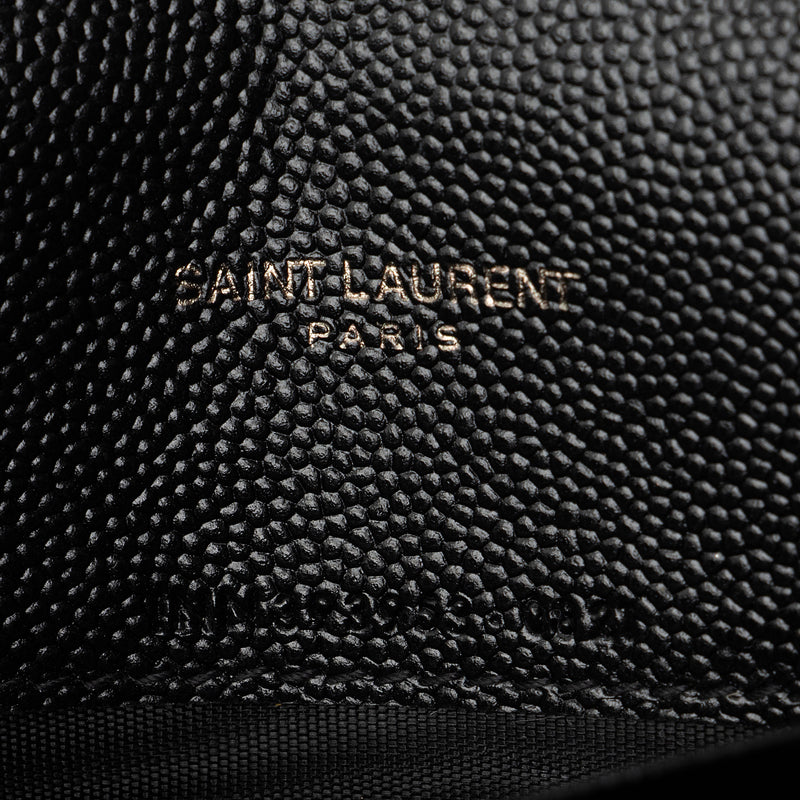 Saint Laurent Matelasse Grain de Poudre Monogram Envelope Chain Wallet (SHF-igJITM)