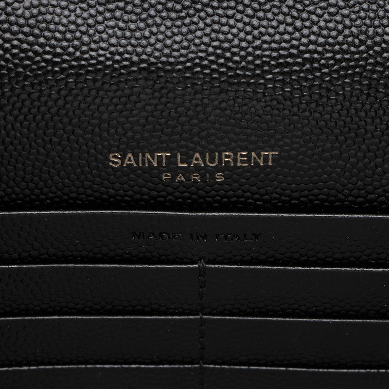 Saint Laurent Matelasse Grain de Poudre Monogram Envelope Chain Wallet (SHF-igJITM)